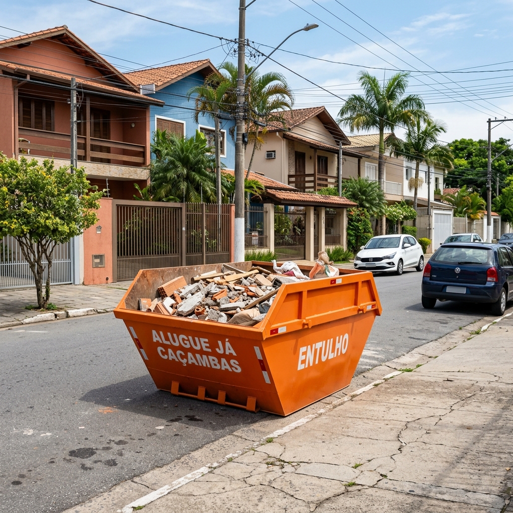 Caçamba de entulho estacionária para obras no ABC